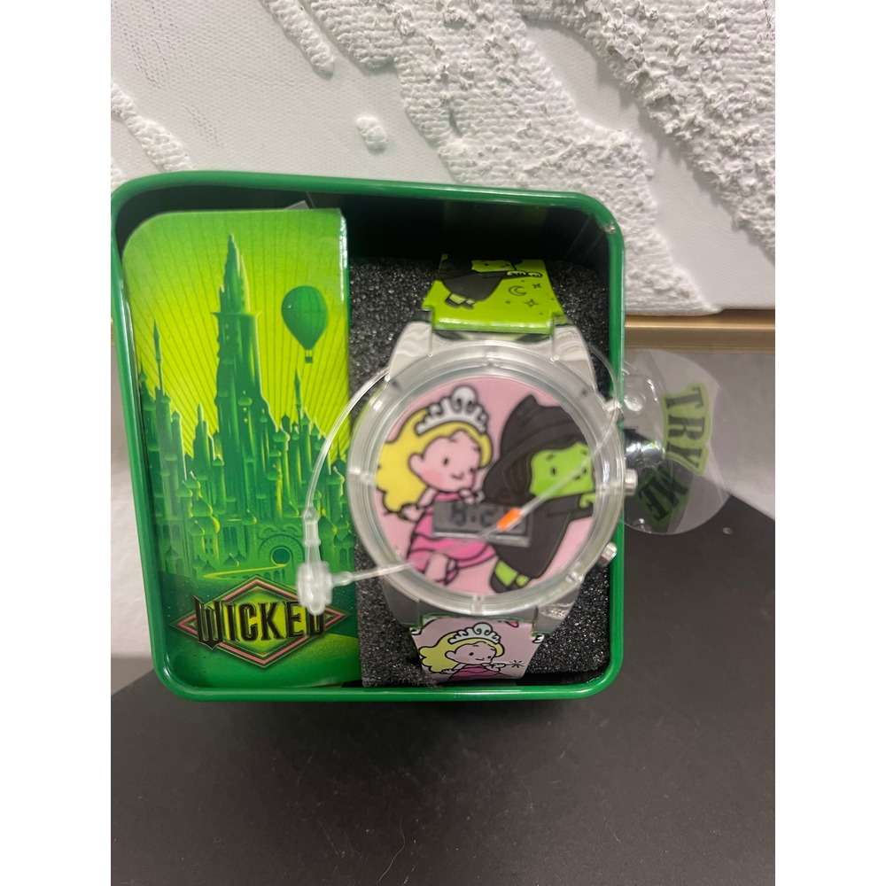 Wicked Movie Glinda and Elphaba Kids Digital Watch in Emerald City Tin Green New
